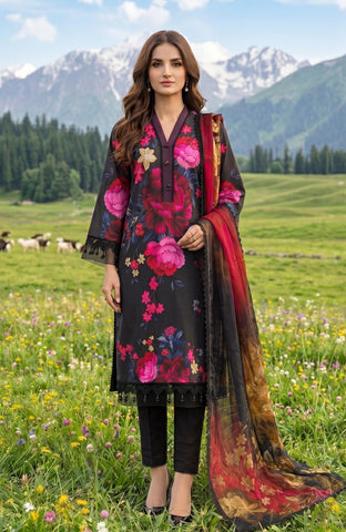 Colors Lawn With Chiffon Dupatta 3 Piece Unstitched-CDC-26-01