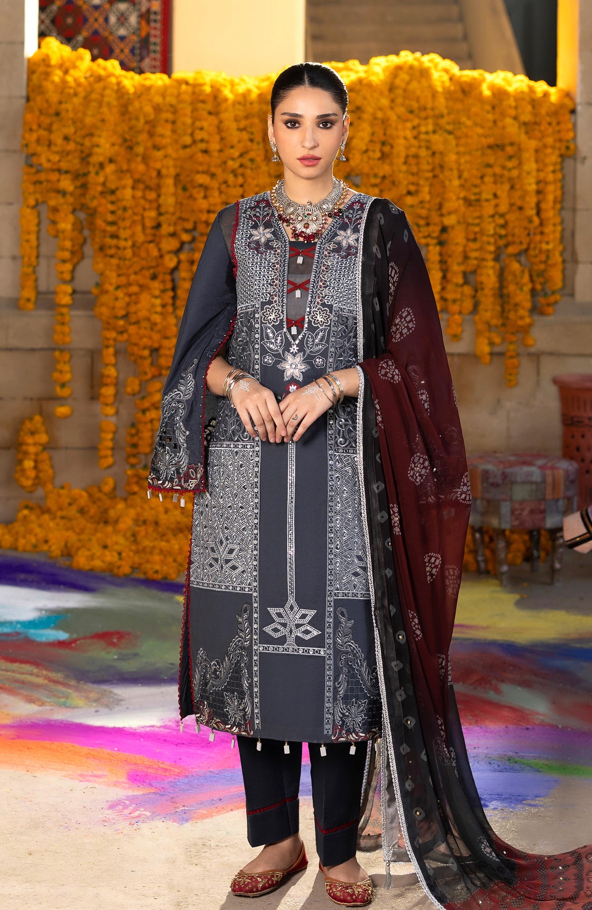 BANDHANI 3 PIECE UNSTITCHED-BTJ-26-10