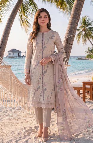 Colors Lawn With Chiffon Dupatta 3 Piece Unstitched-CDC-2-26-10
