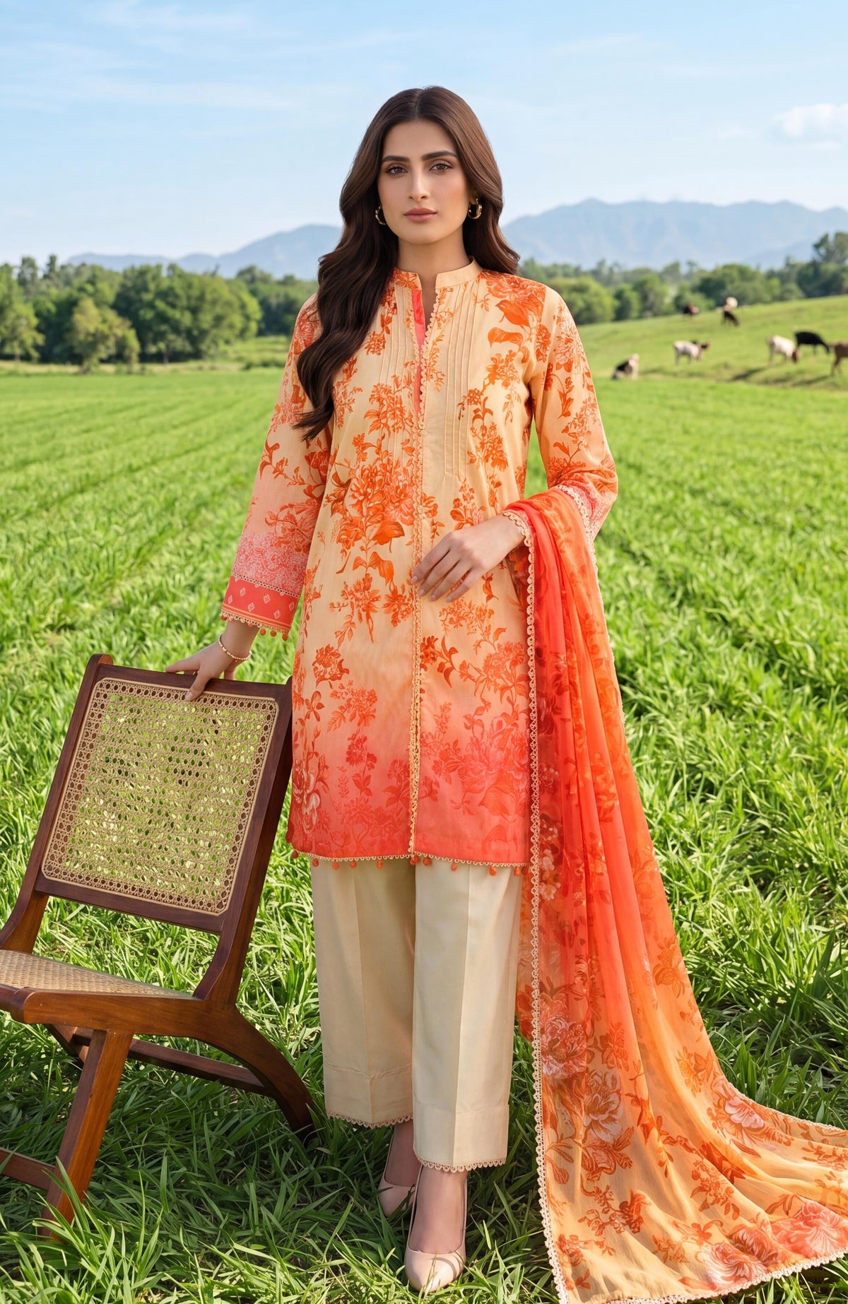Colors Lawn With Chiffon Dupatta 3 Piece Unstitched-CDC-26-10