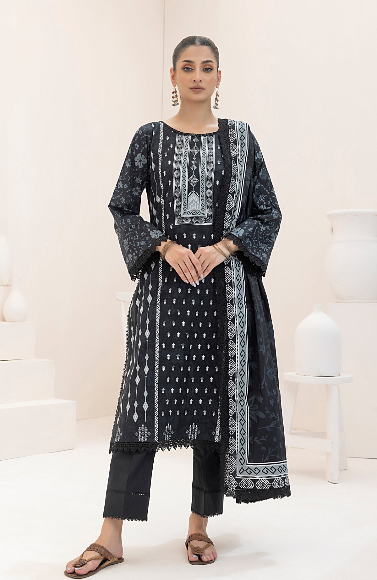 Monochrome Digital Printed - 3 Piece Unstitched-MDL-24-10