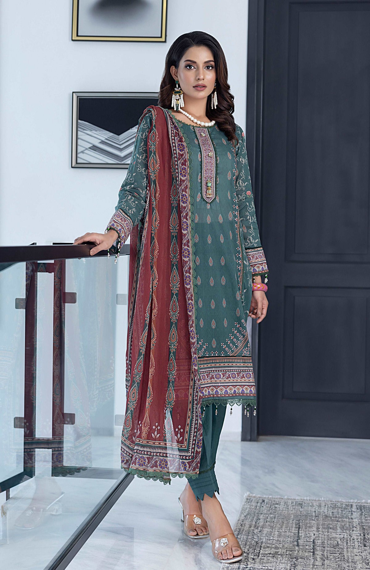 Colors Digital Chiffon Dupatta 3 Piece Unstitched-CDC-V4-24-12