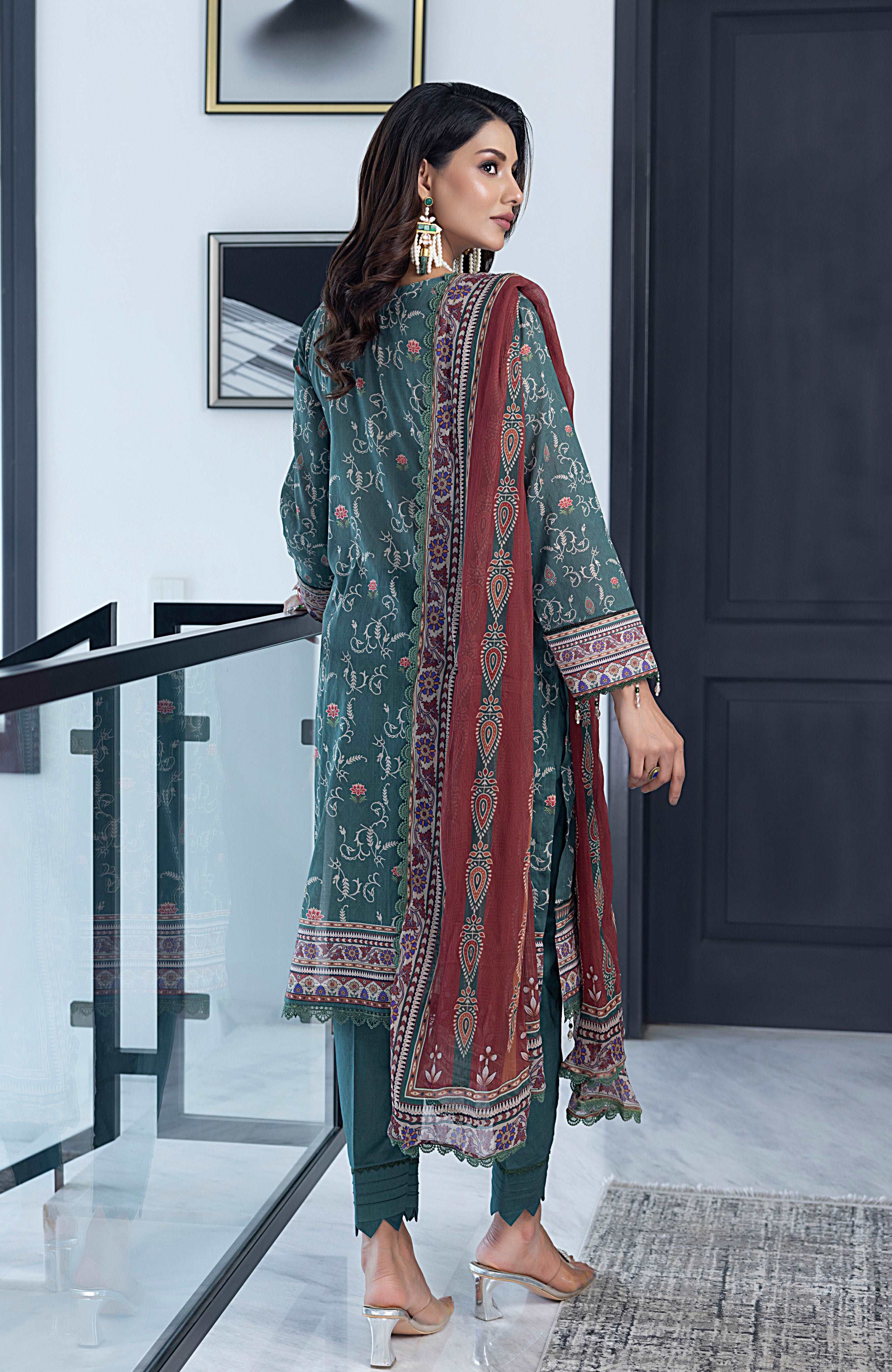 Colors Digital Chiffon Dupatta 3 Piece Unstitched-CDC-V4-24-12