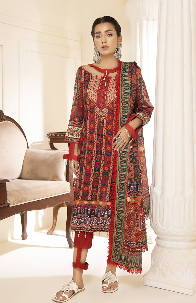 3-Piece Unstitched Digital Printed Lawn-CFD-23-07