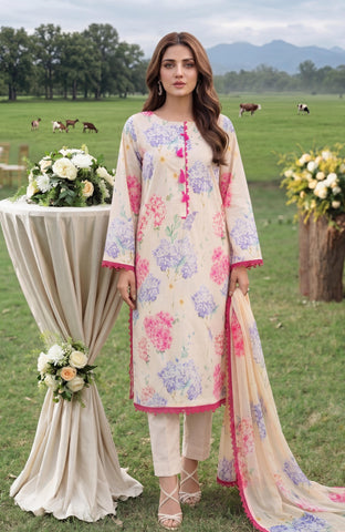 Colors Lawn With Dupatta Chiffon 3 Piece Unstitched-CDC-26-02