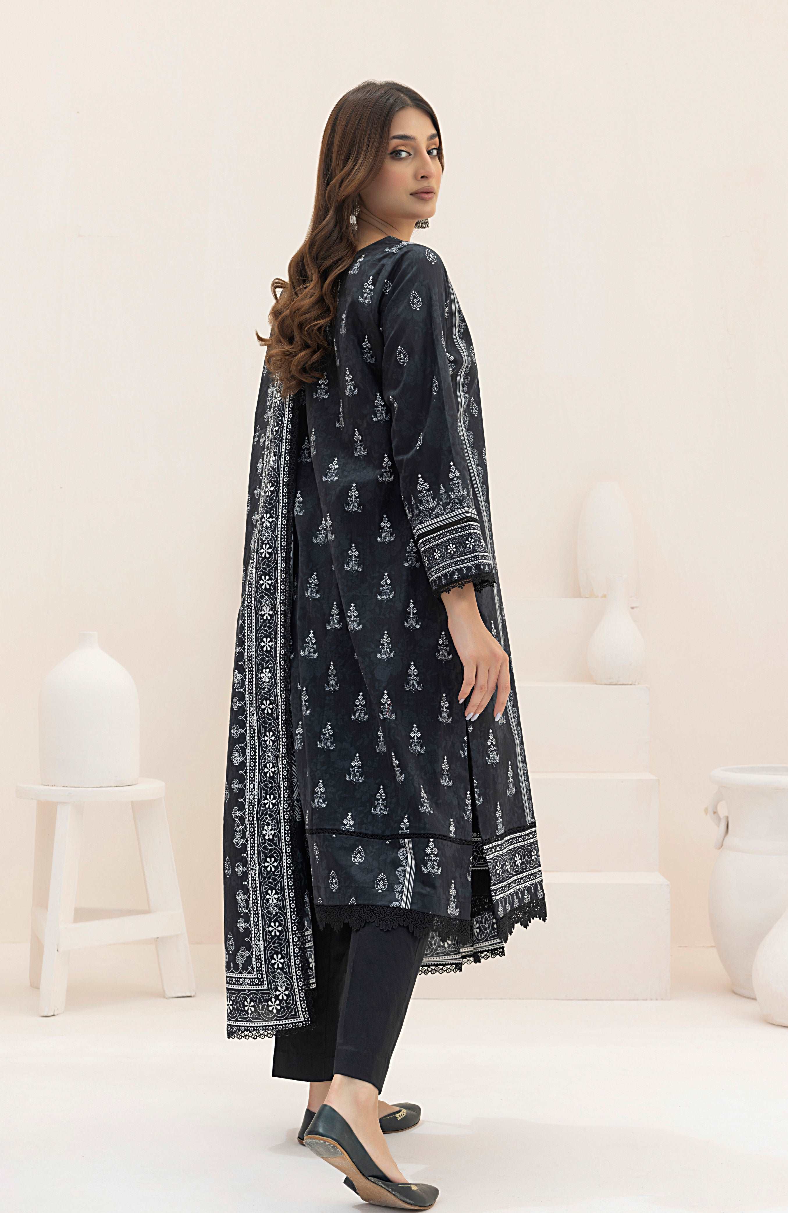 Monochrome Digital Printed - 3 Piece Unstitched-MDL-24-02