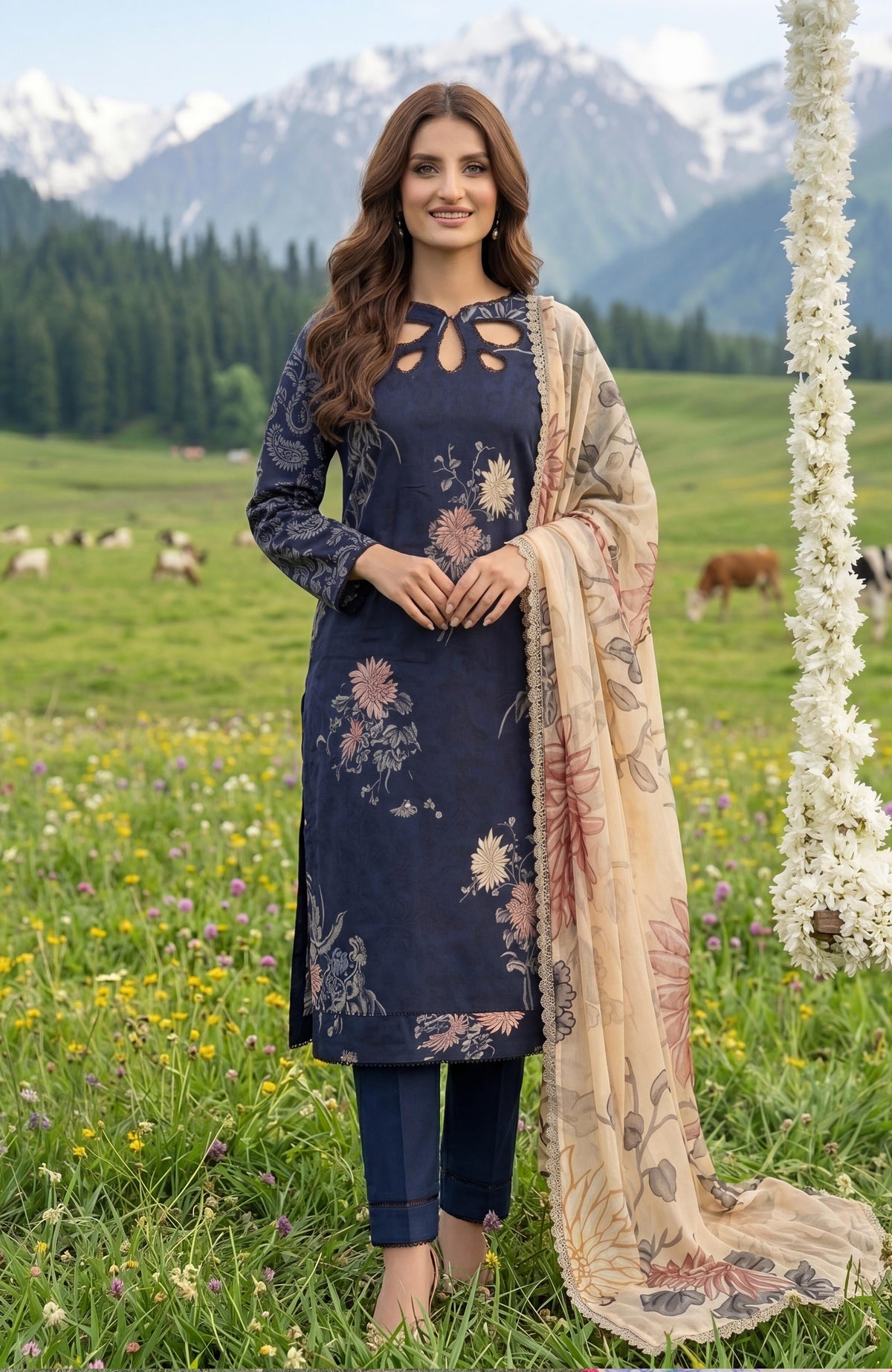 Colors Lawn With Chiffon Dupatta 3 Piece Unstitched-CDC-26-03