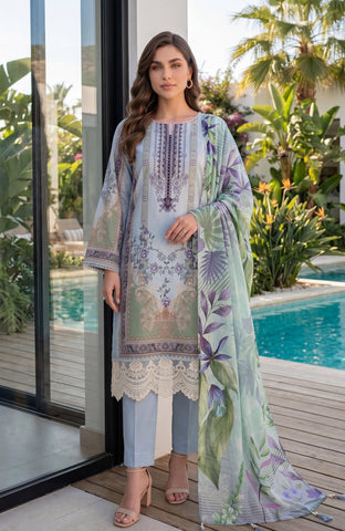 Colors Lawn With Chiffon Dupatta 3 Piece Unstitched-CDC-2-26-3