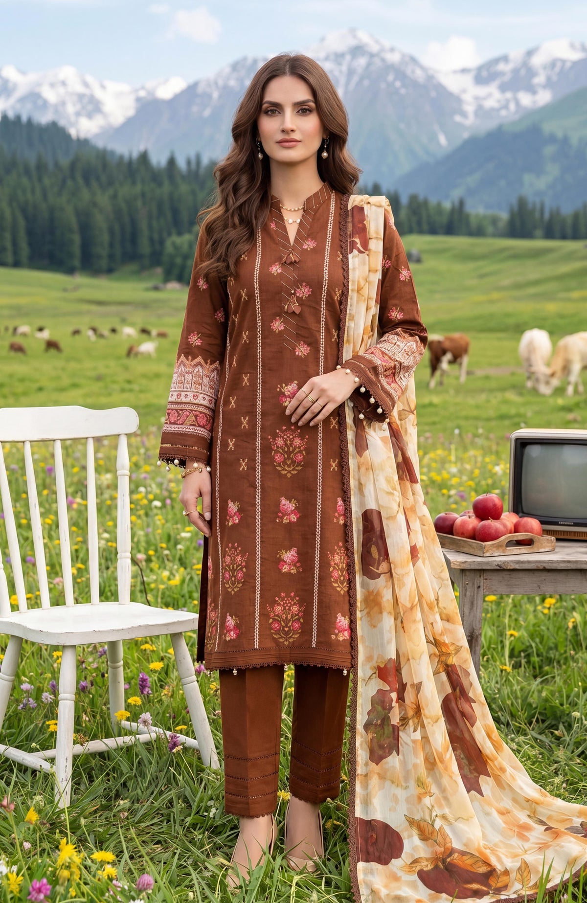 Colors Lawn With Chiffon Dupatta 3 Piece Unstitched-CDC-26-05