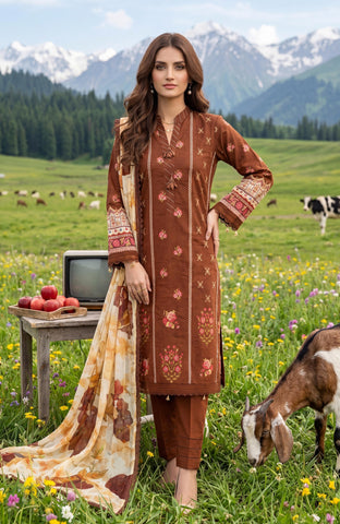Colors Lawn With Chiffon Dupatta 3 Piece Unstitched-CDC-26-05