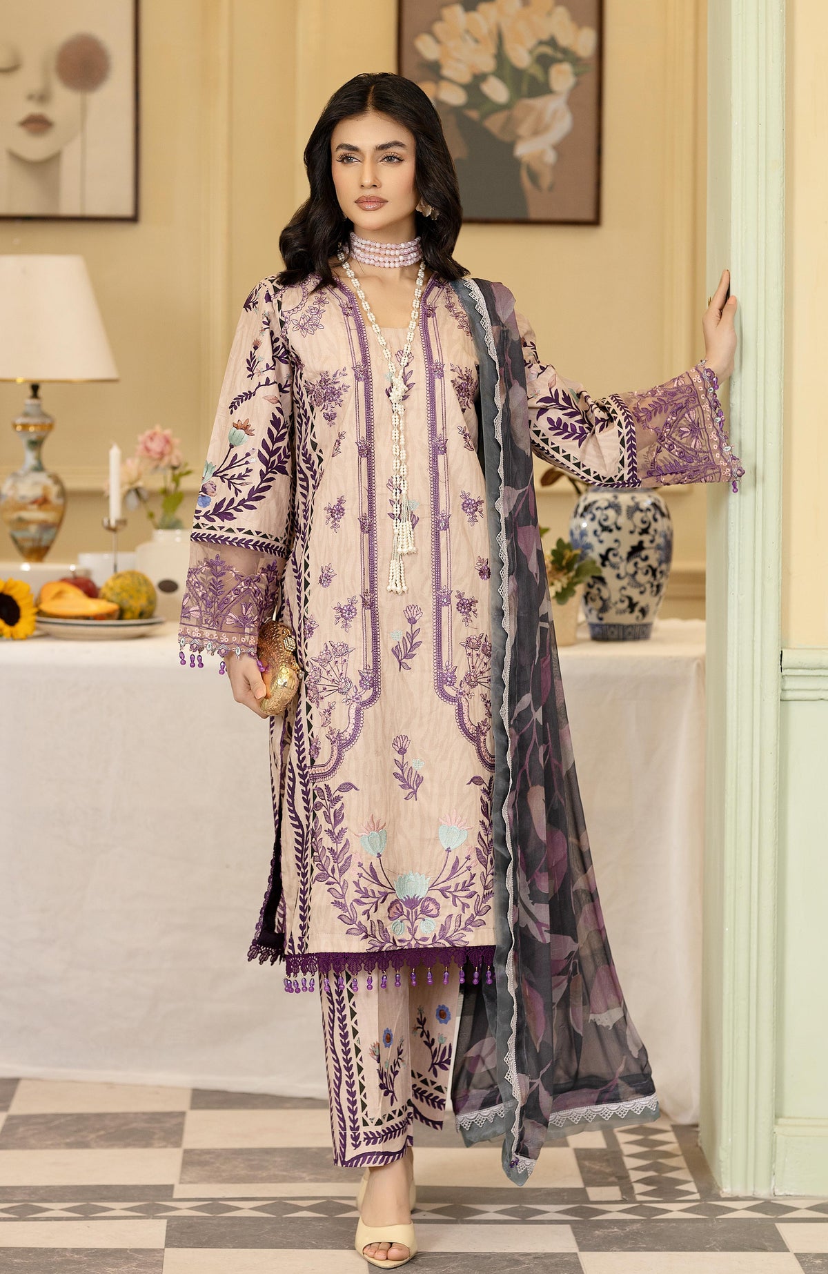 Printkari 3 Piece Unstitched Embroidered-SPK-26-06