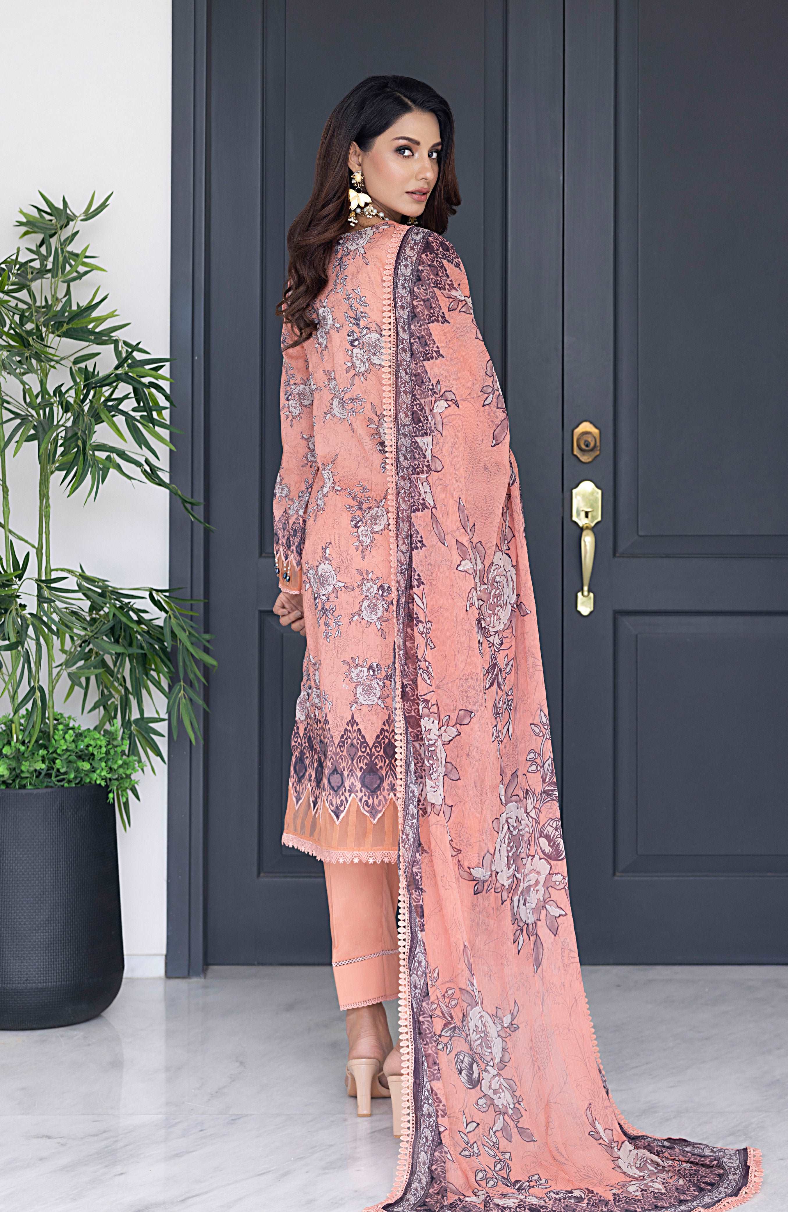 Colors Digital Chiffon Dupatta 3 Piece Unstitched-CDC-V4-24-06