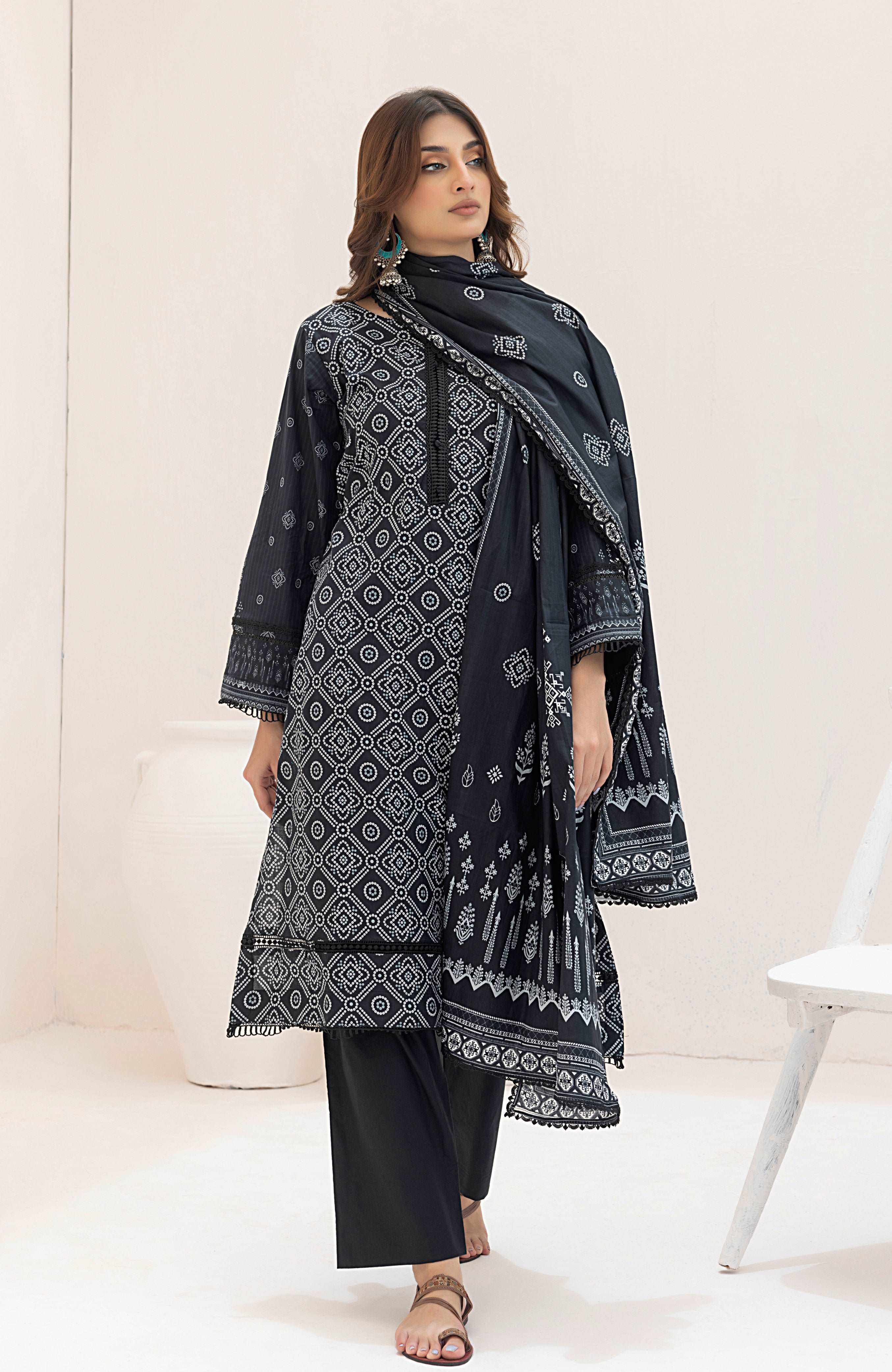 Monochrome Digital Printed - 3 Piece Unstitched-MDL-24-06