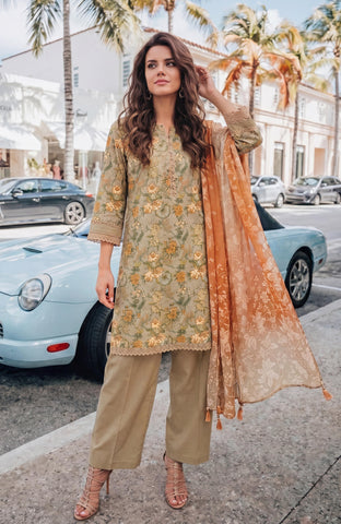 Colors Lawn With Chiffon Dupatta 3 Piece Unstitched-CDC-2-26-6
