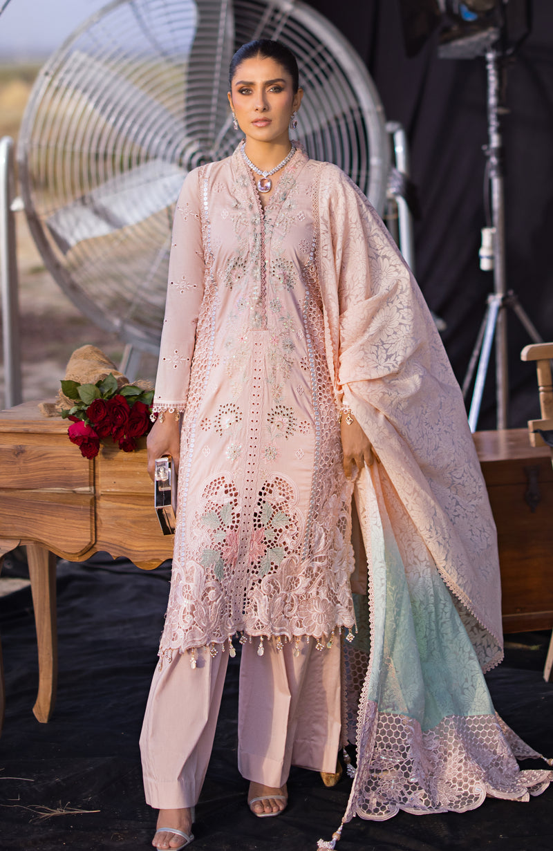 Mahiymaan 3 Piece Unstitched Luxury Lawn-MLL-24-07 "Rose Gold"