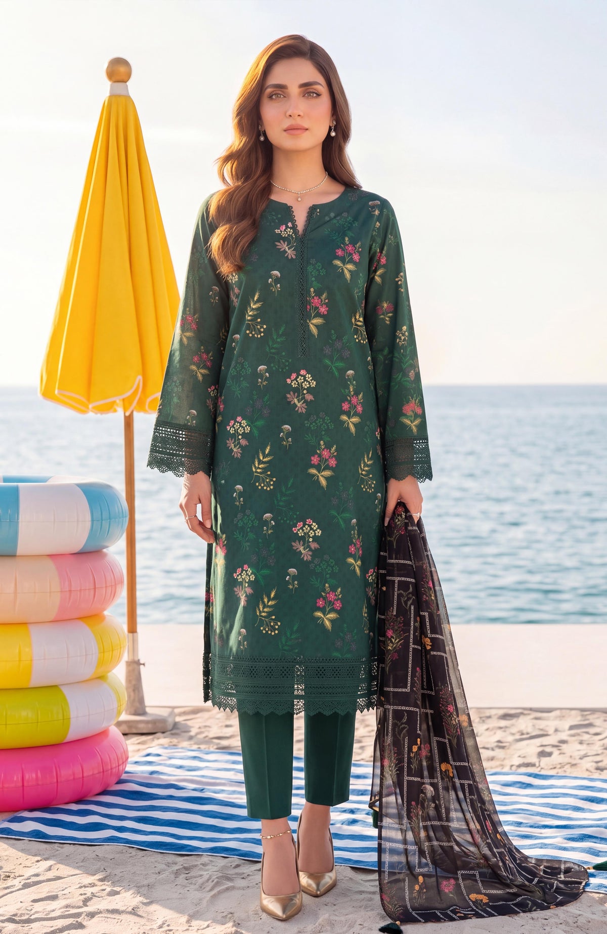 Colors Lawn With Chiffon Dupatta 3 Piece Unstitched-CDC-2-26-7