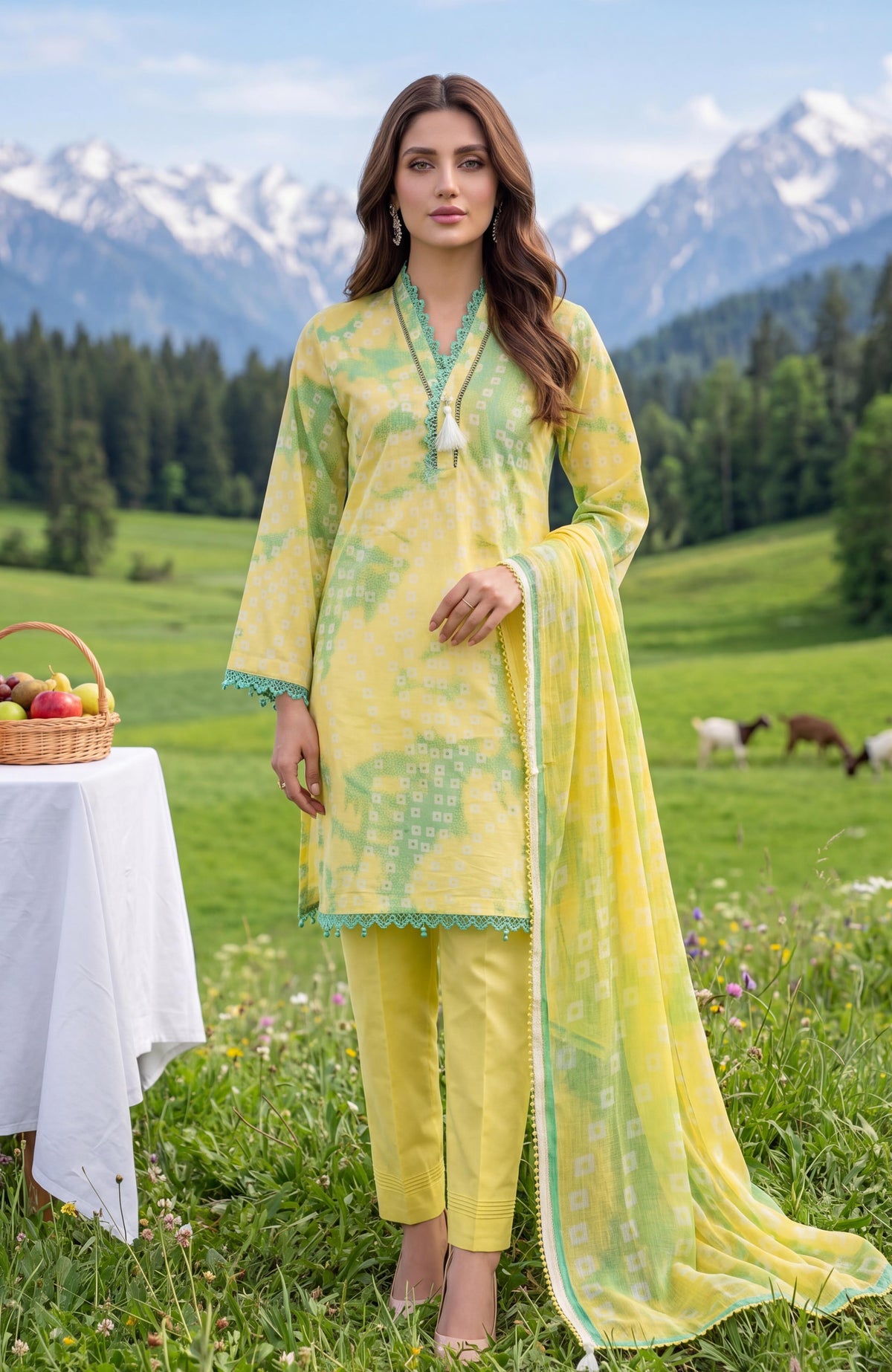 Colors Lawn With Chiffon Dupatta 3 Piece Unstitched-CDC-26-07