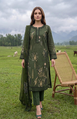Colors Lawn With Chiffon Dupatta 3 Piece Unstitched-CDC-26-08