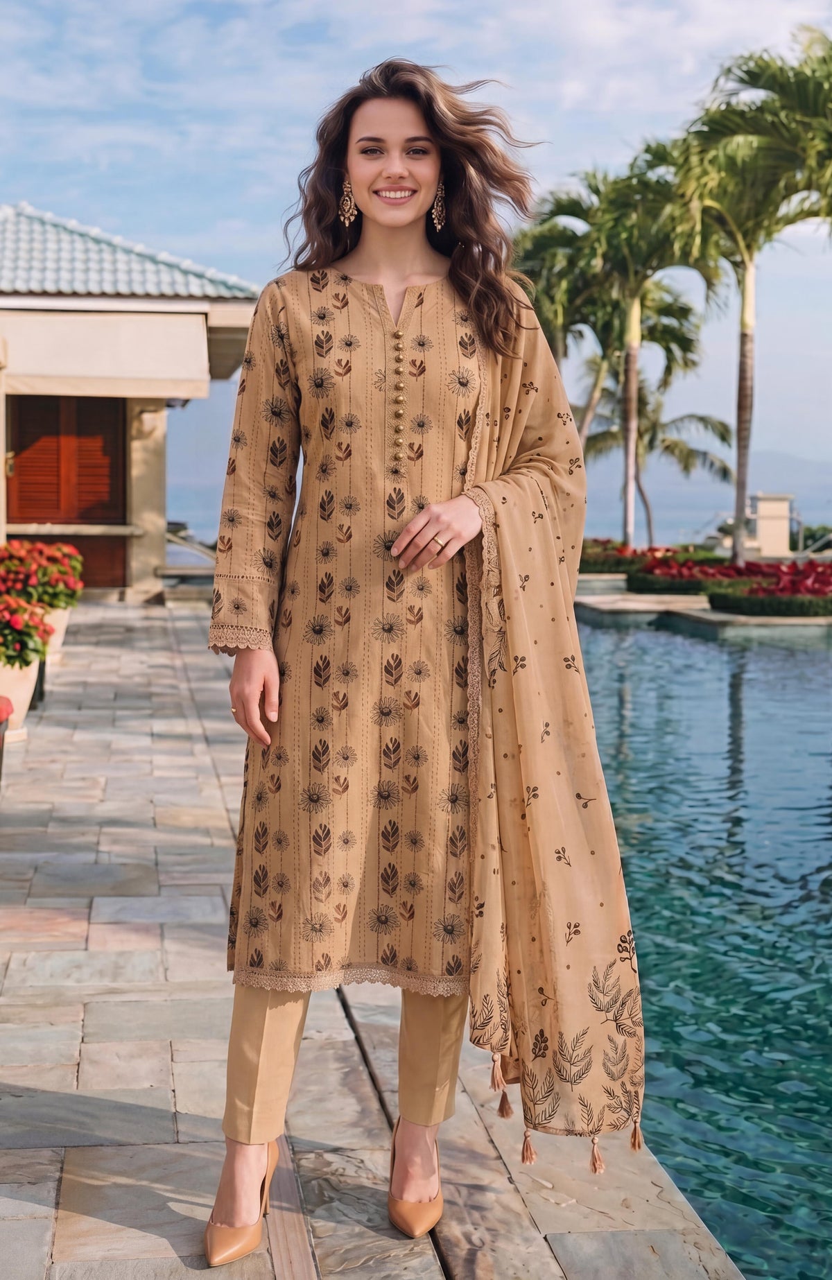 Colors Lawn With Chiffon Dupatta 3 Piece Unstitched-CDC-2-26-8