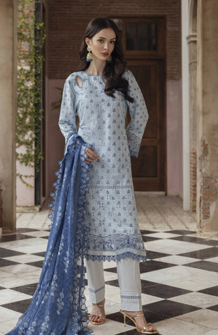 Sunshine Bloom - Embroidered  Cutwork Dupatta 3 Piece-SB-24-08