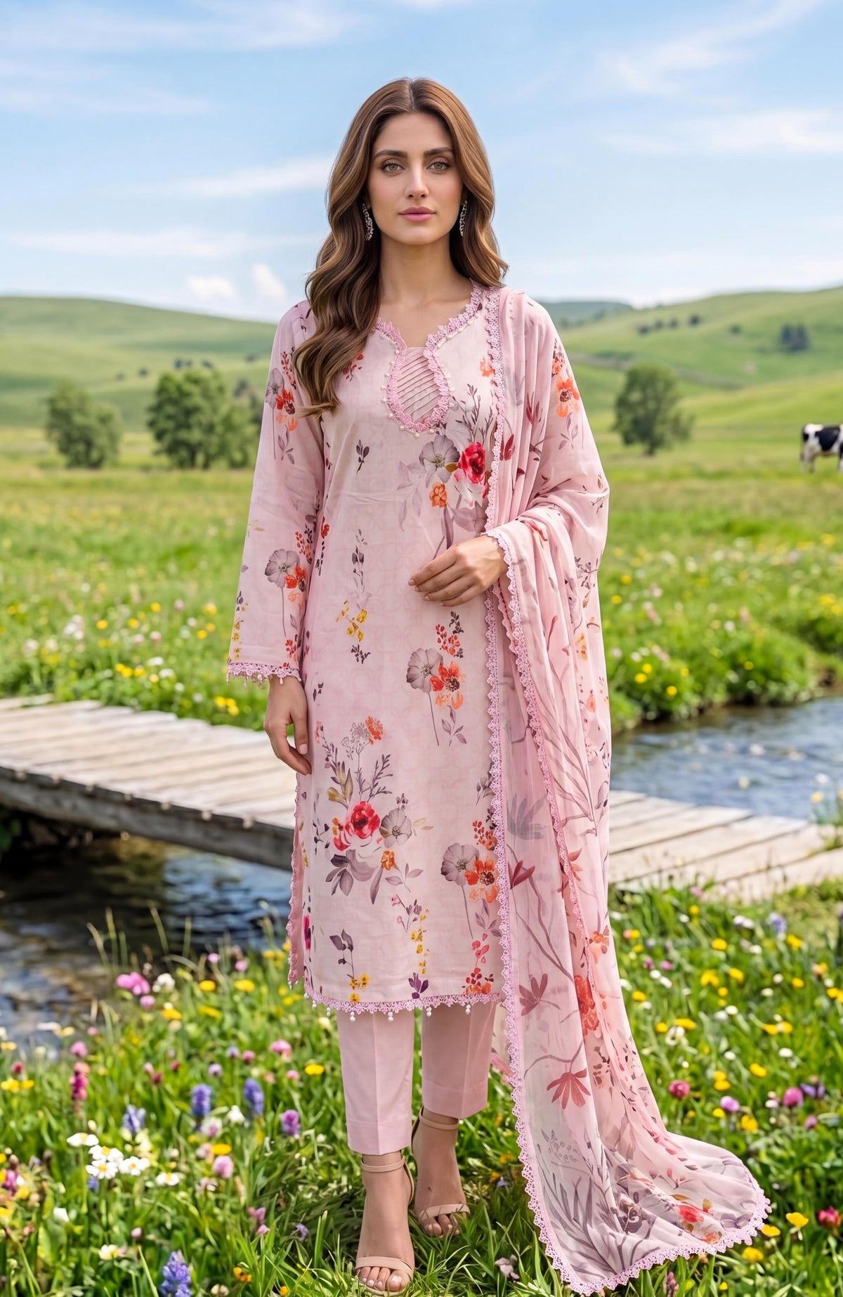 Colors Lawn With Chiffon Dupatta 3 Piece Unstitched-CDC-26-09