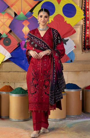 BANDHANI 3 PIECE UNSTITCHED-BTJ-26-09