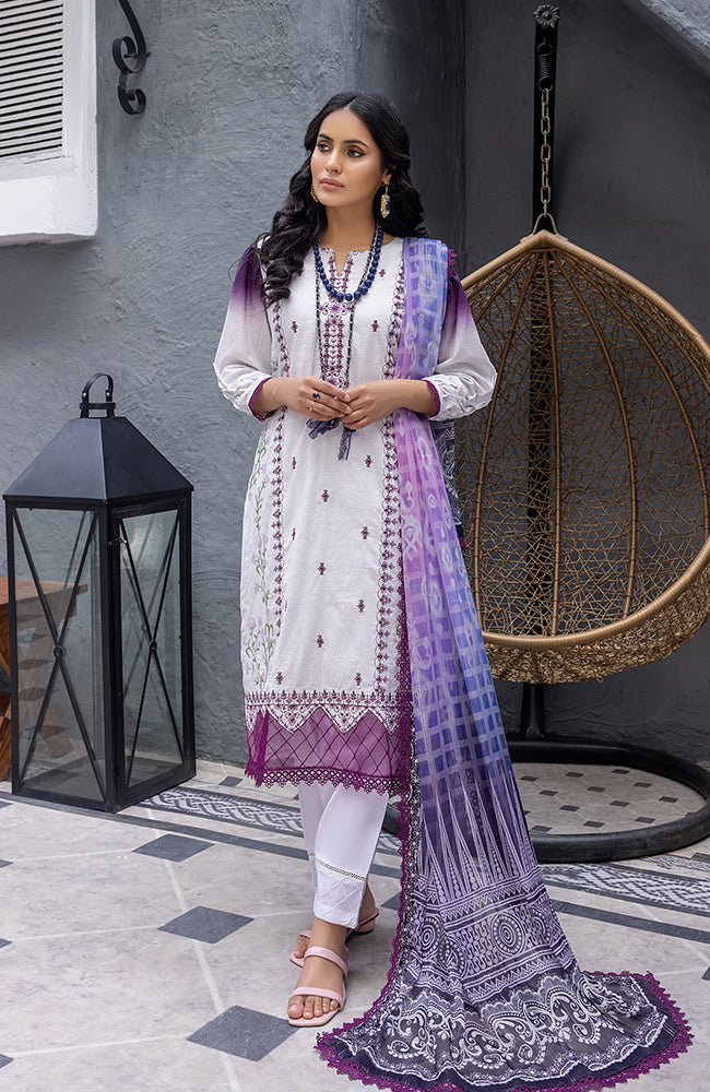 3 Piece Unstitched Embroidered Lawn-CFEL-23-12