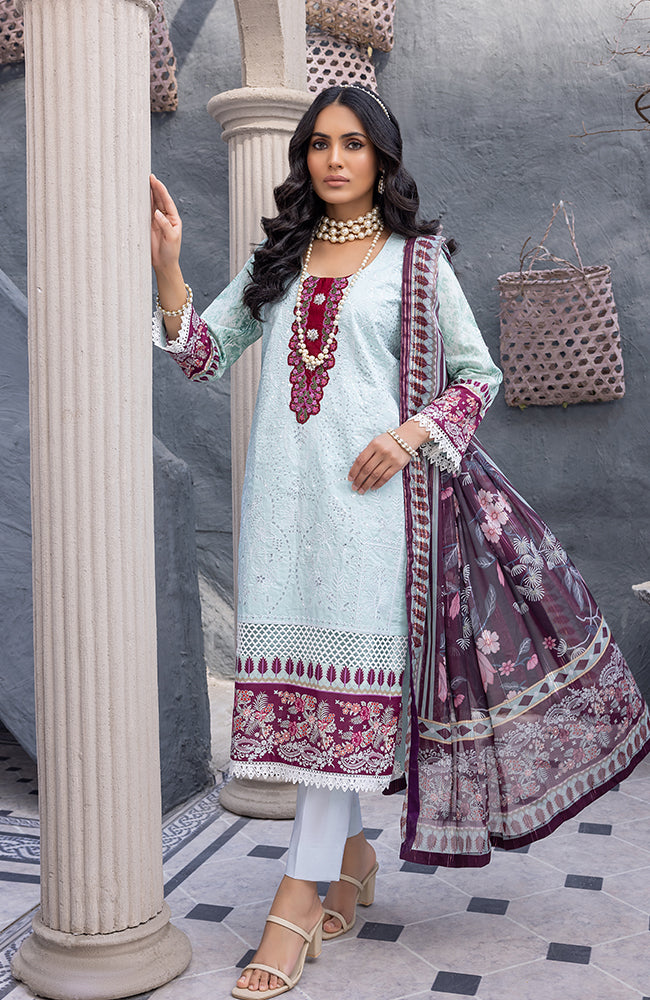 3 Piece Unstitched Embroidered Lawn-CFEL-23-03
